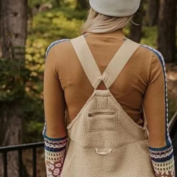 Mountain Cabin Khaki/Beige Fleece Overalls - Picture 9 of 10